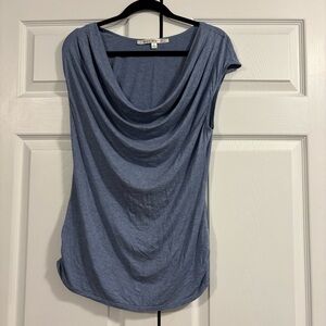 Y2K Elegant Blue Drape Neck Top